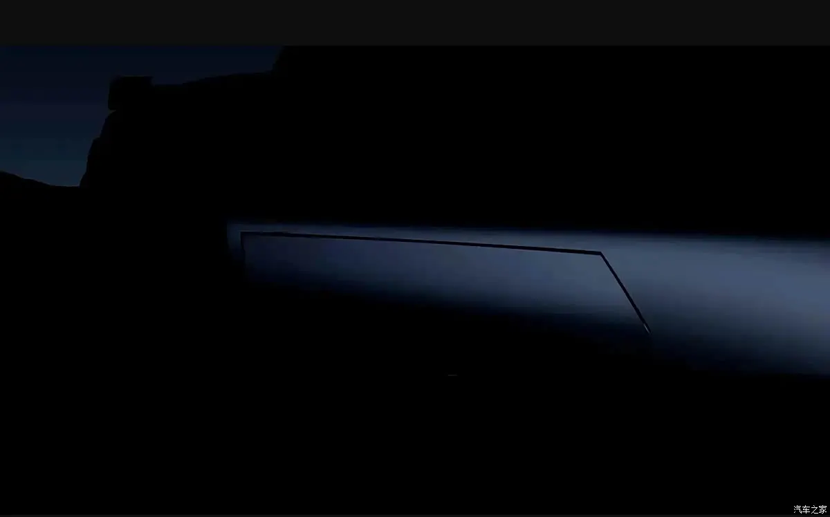Тизер Alpine PS1: тёмный силуэт кузова с едва заметной тонкой подсветкой контура боковой панели